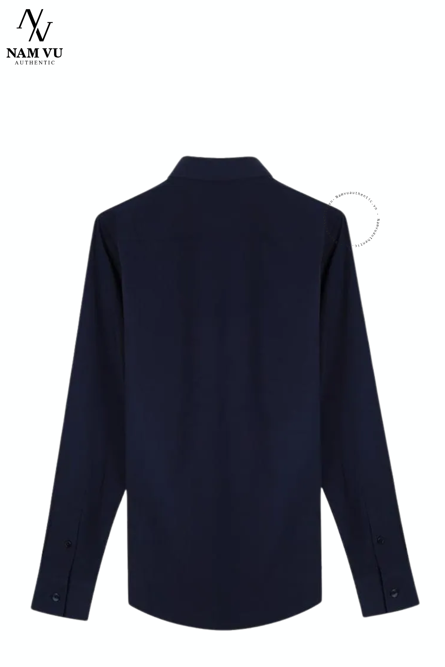 SMBBR Burberry navy trơn dài tay check cúc 8084276