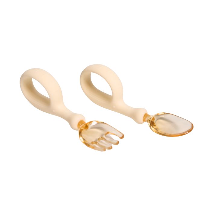 Bộ thìa nĩa (dĩa) ăn dặm silicone kèm hộp đựng Hop & Joy
