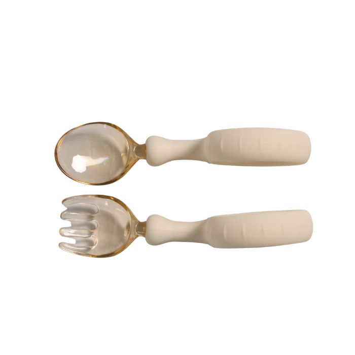 Bộ thìa nĩa (dĩa) ăn dặm silicone kèm hộp đựng Hop & Joy