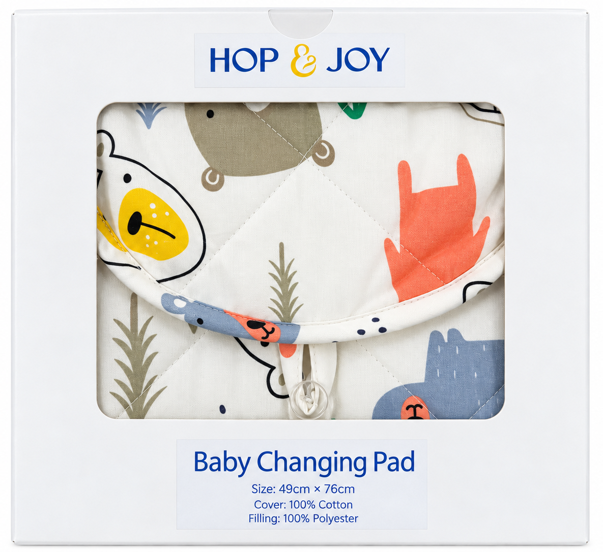 Đệm thay tã vải cotton chống thấm di động Hop & Joy