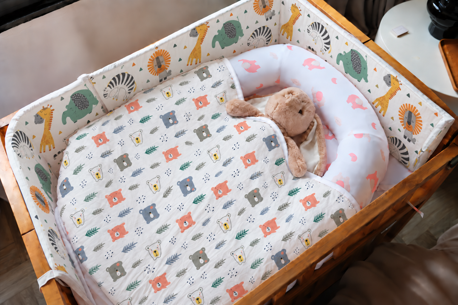 Quây cũi chống va đập vải cotton cho bé Hop & Joy