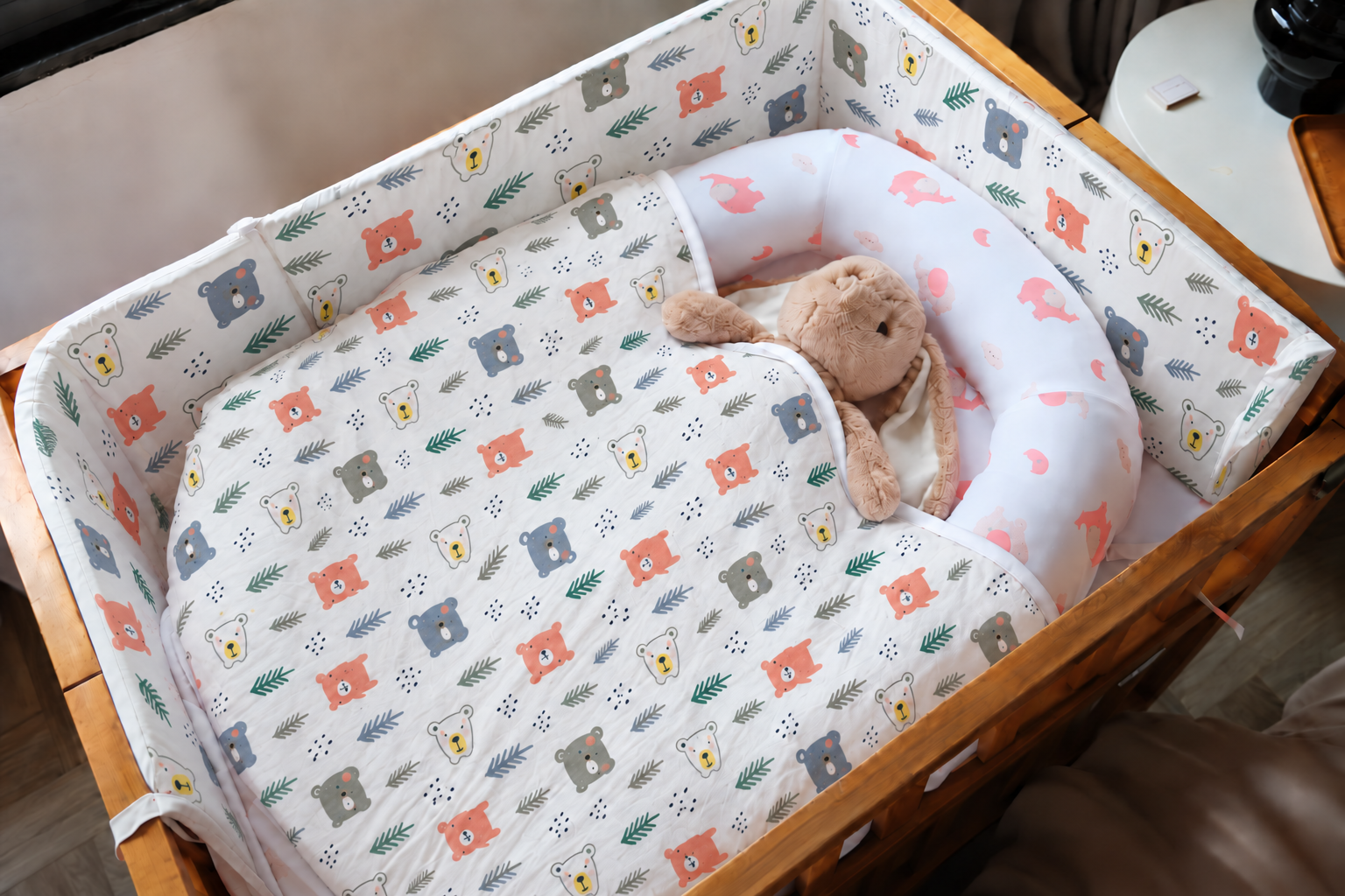 Quây cũi chống va đập vải cotton cho bé Hop & Joy