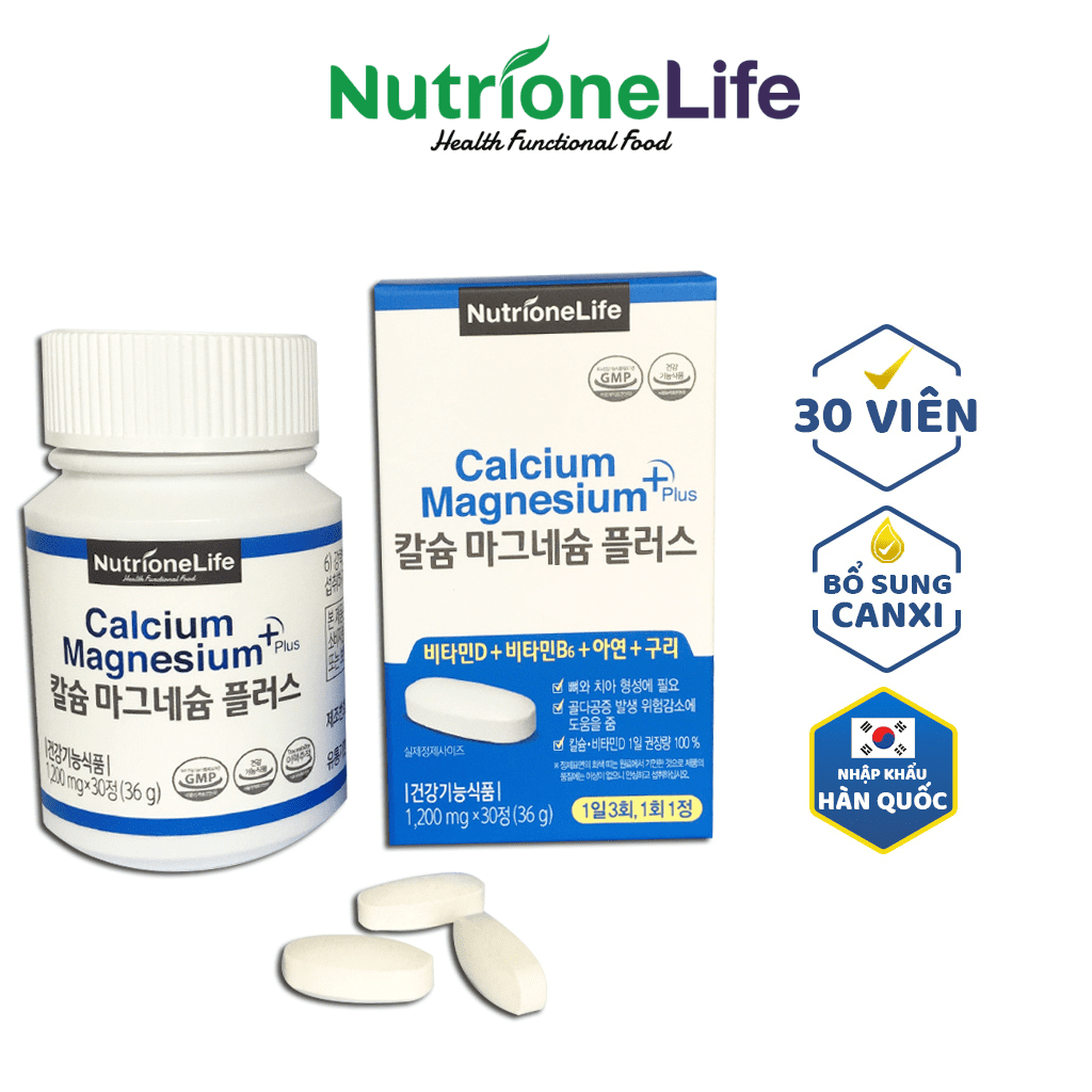 Viên uống bổ sung Calcium Magnesium Plus bổ sung canxi, magie, vitamin D3 giúp xương chắc khỏe hộp 30 viên