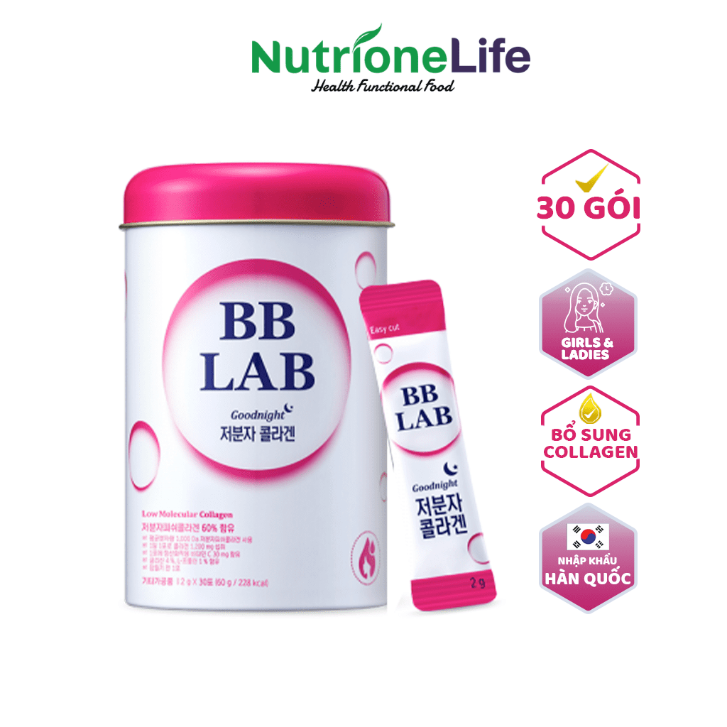 Bột Uống BB LAB Low Molecular Collagen Chậm Lão Hóa Da, Sáng Da Căng Bóng, Giảm Nếp Nhăn, Mờ Nám 30 Gói/Hộp