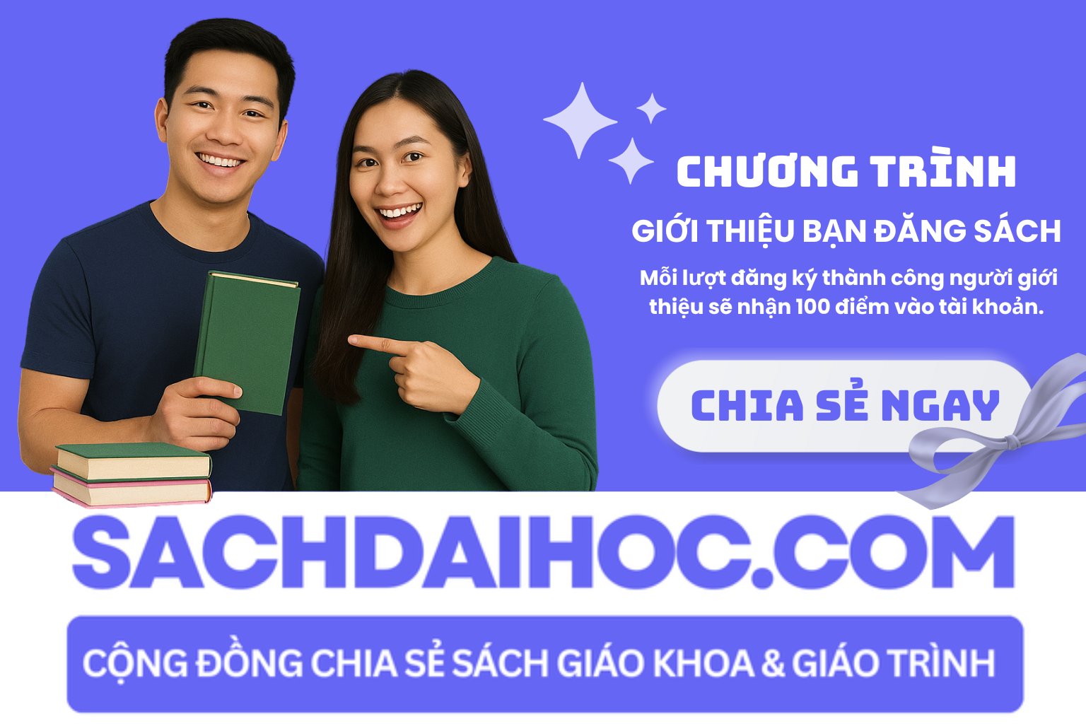 Chính sách giới thiệu bạn bè đăng sách. Tích điểm - Đổi quà - Lan tỏa tri thức