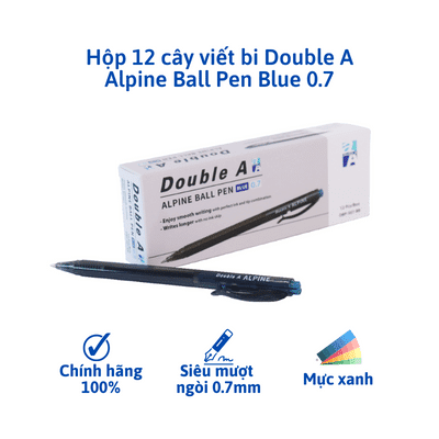 Hộp 12 cây viết bi Double A Alpine Ball Pen Blue 0.7