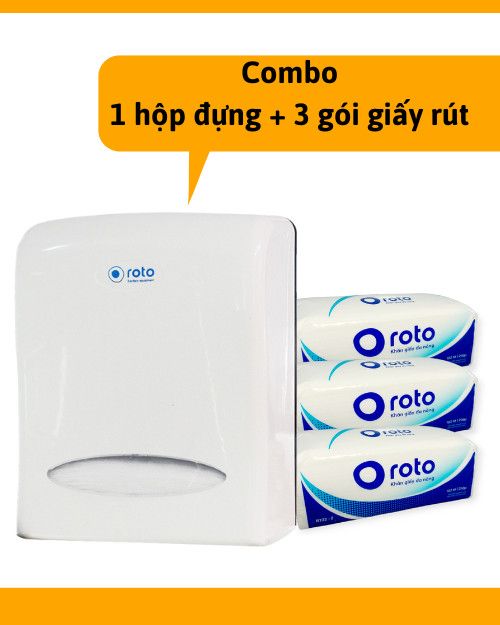 [Combo 1+3] 1 hộp đựng giấy rút ROTO và 3 gói giấy lau tay 2 lớp HCM0310