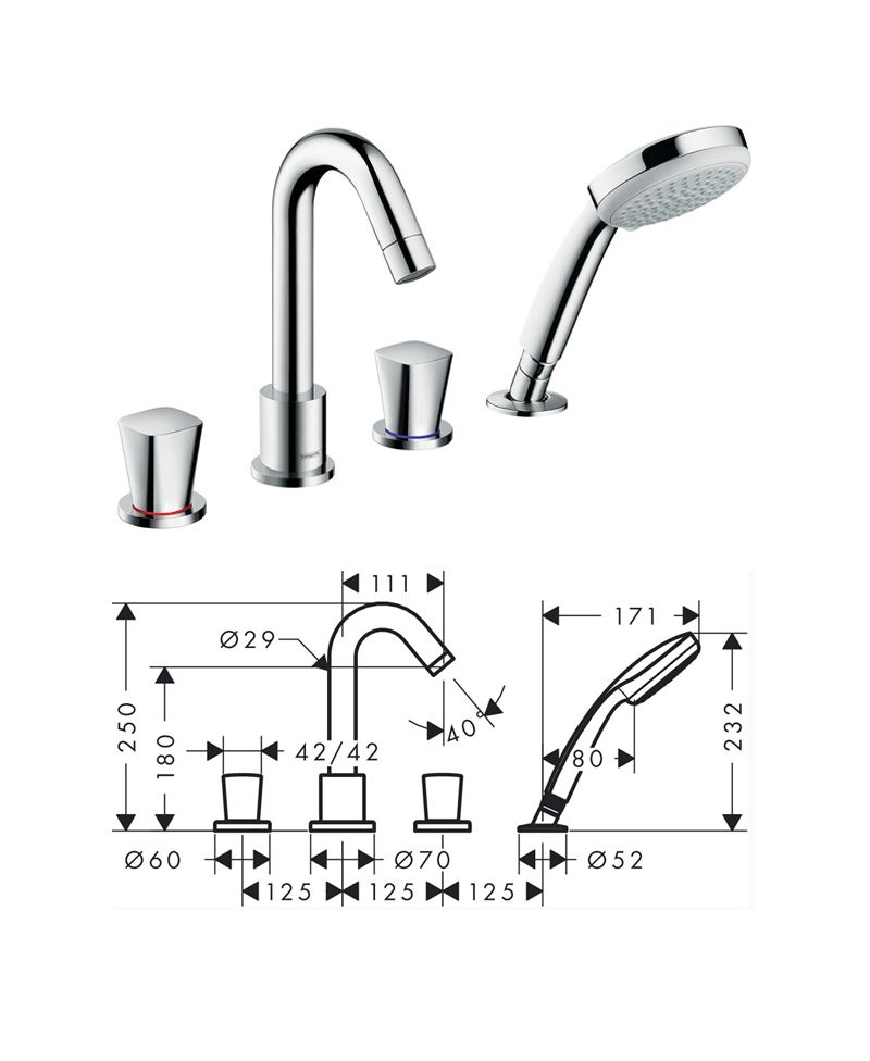 Sen tắm bồn 4 lỗ HAFELE 589.52.415