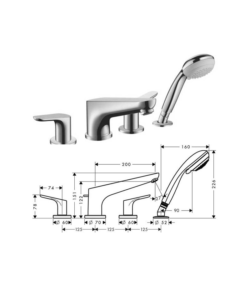 Sen tắm nóng lạnh 4 lỗ HAFELE 589.29.229