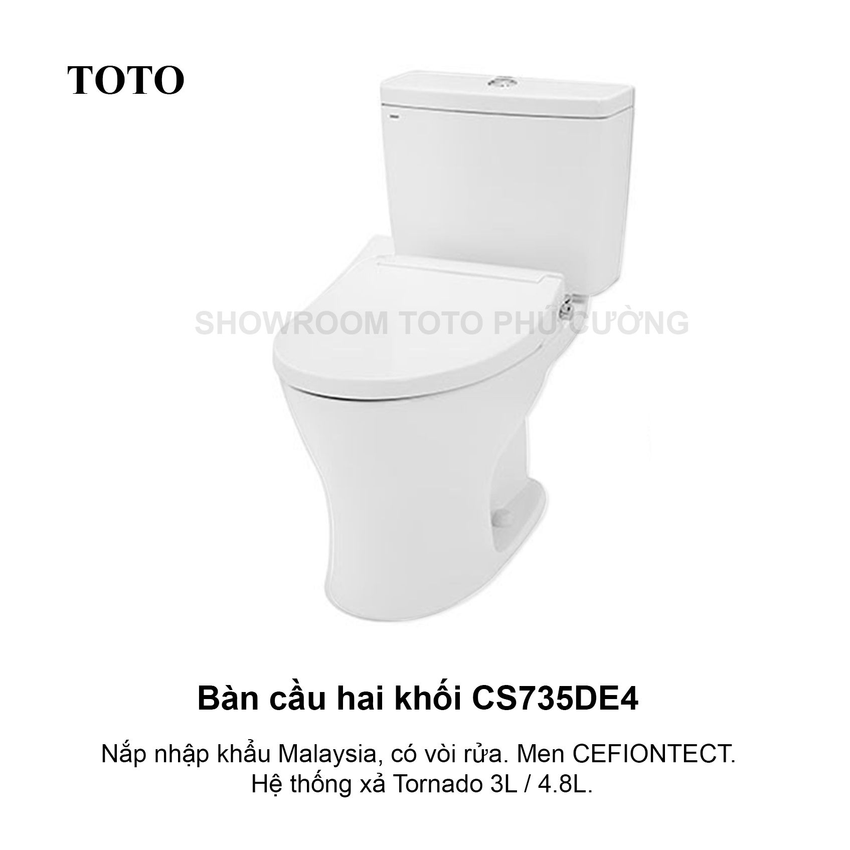 Bàn cầu hai khối, nắp đóng êm kèm vòi rửa CS735DE4