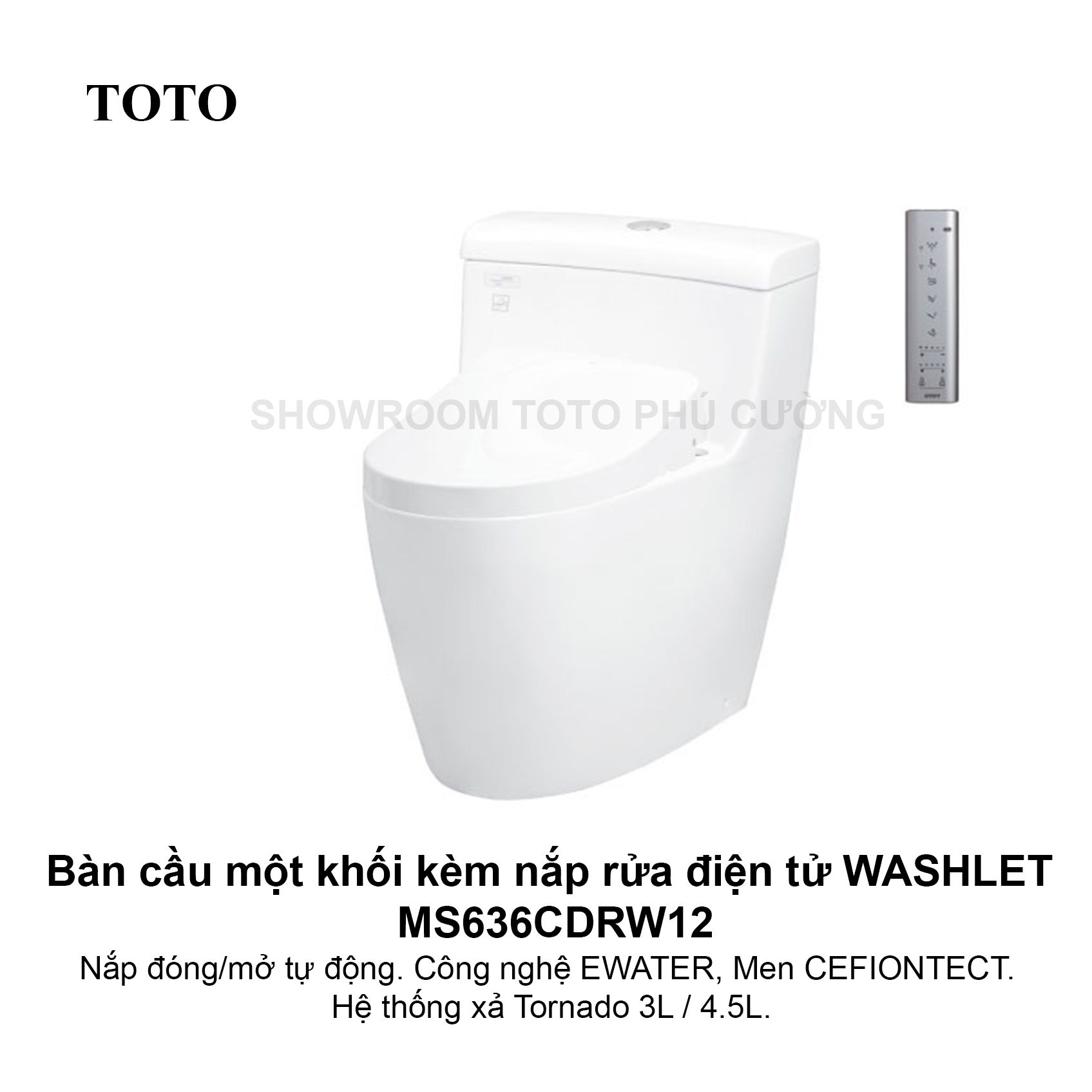 Bàn cầu một khối kèm nắp rửa điện tử WASHLET MS636CDRW12