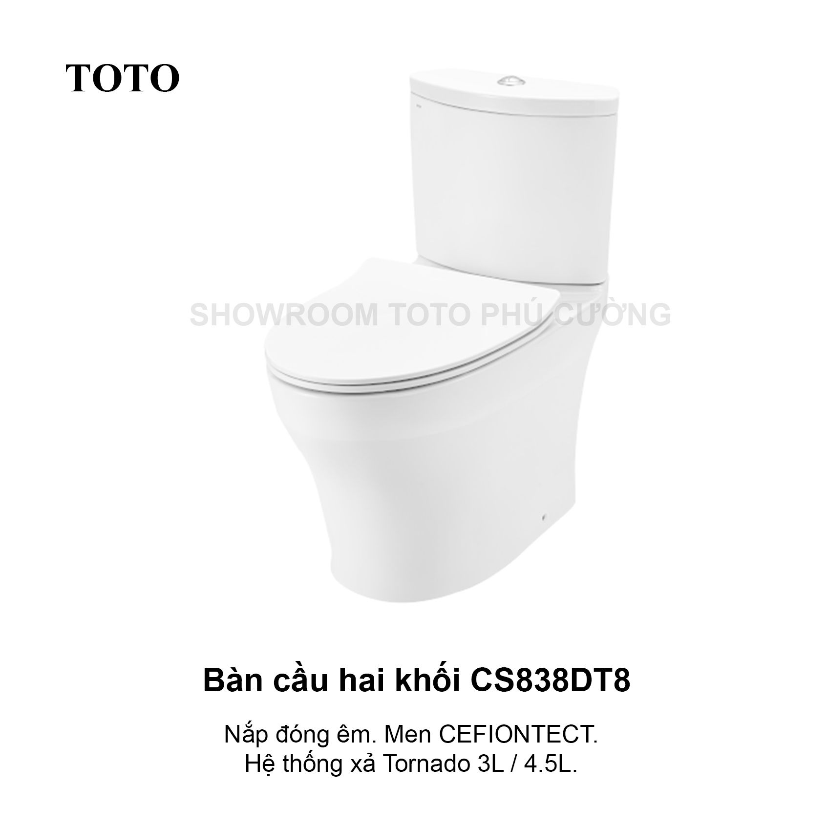 Bàn cầu hai khối, nắp đóng êm CS838DT8