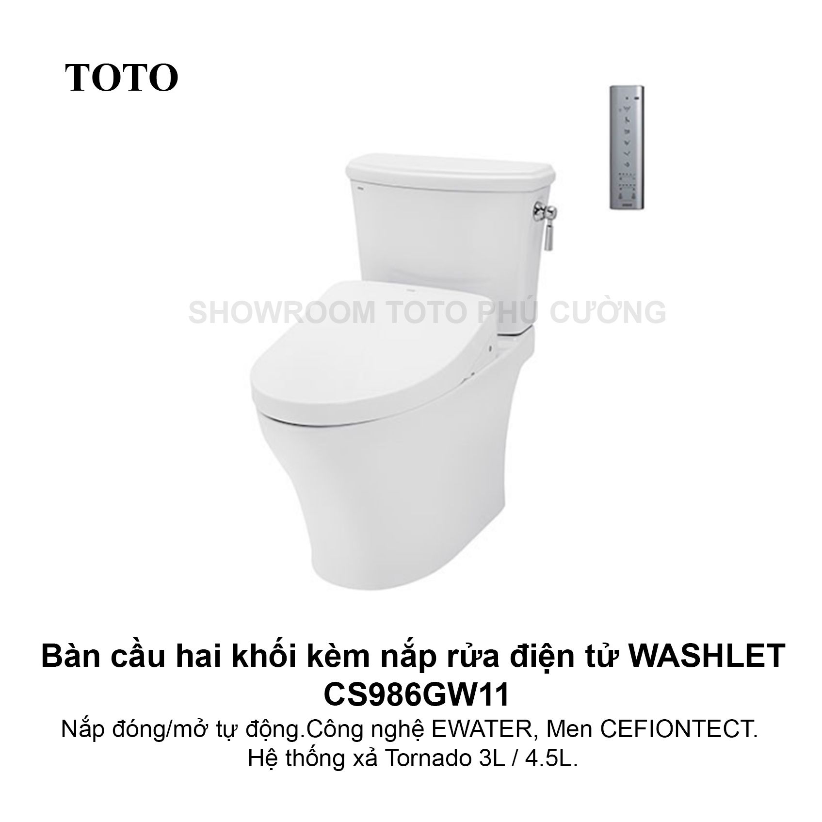 Bàn cầu hai khối kèm nắp rửa điện tử WASHLET CS986GW11