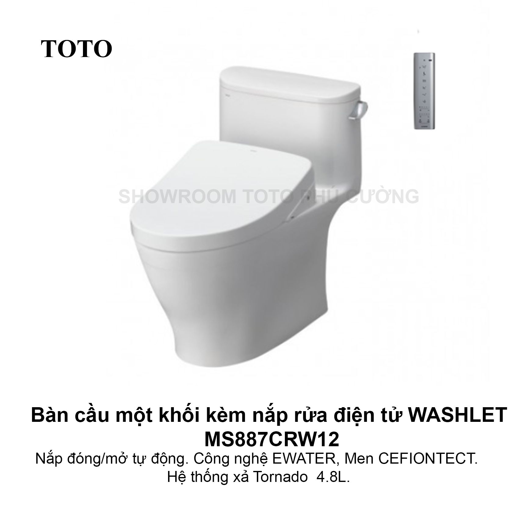 Bàn cầu một khối kèm nắp rửa điện tử WASHLET MS887CRW12