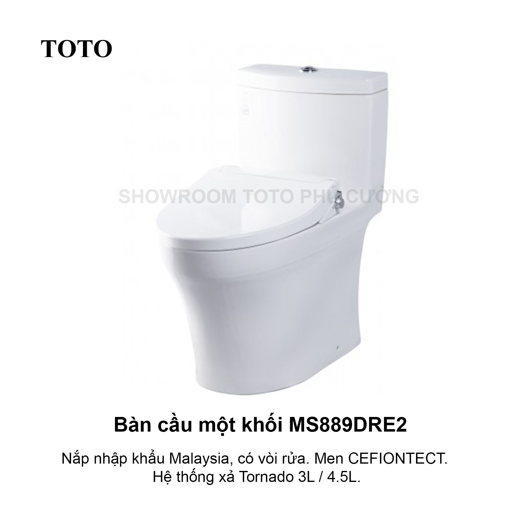 Bàn cầu một khối, nắp đóng êm kèm vòi rửa nước lạnh MS889DRE2