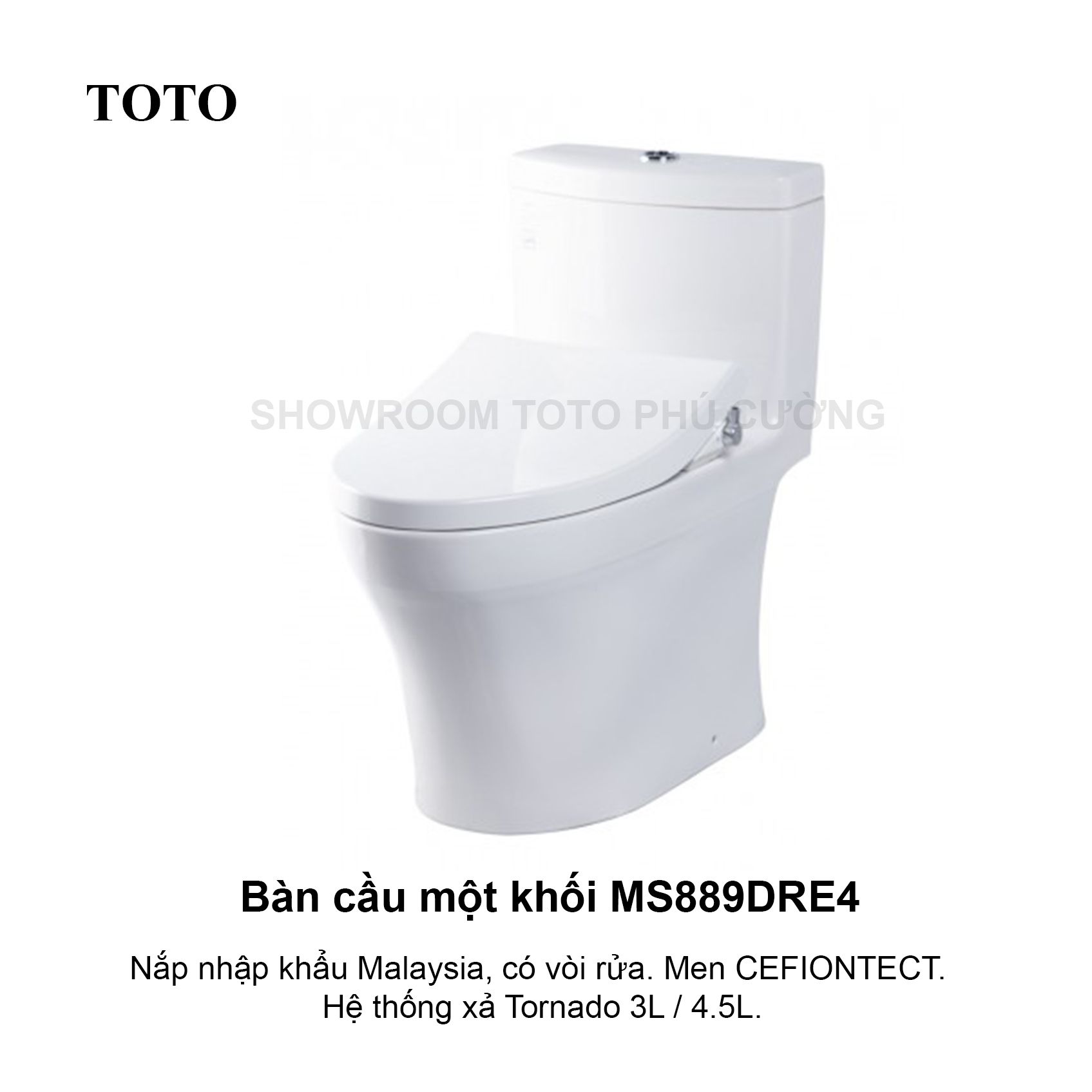 Bàn cầu một khối, nắp đóng êm kèm vòi rửa nước lạnh MS889DRE4