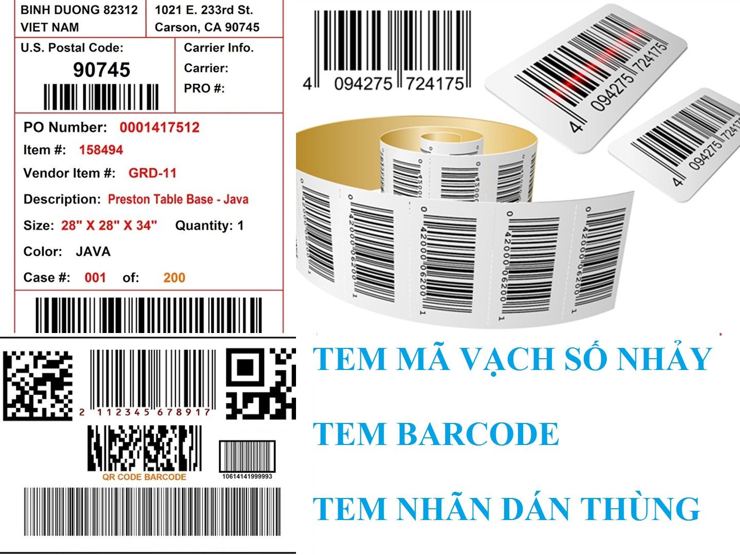 In tem mã vạch số nhẩy, in tem barcode, in tem nhãn dán thùng