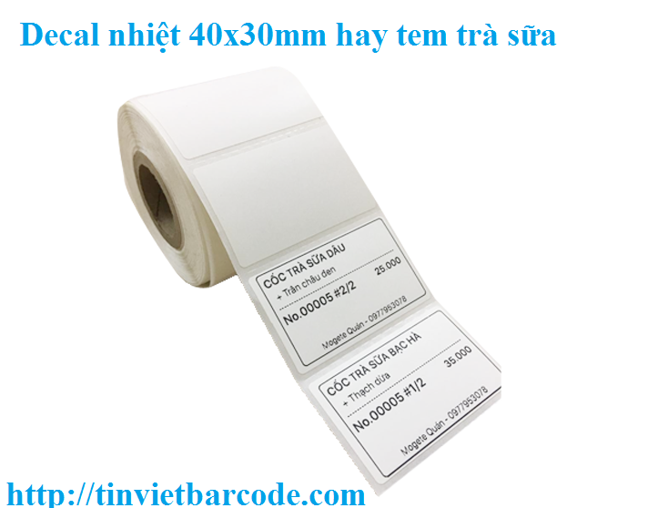 Giấy decal nhiệt 40x30mm ( decal nhiệt in trực tiếp )