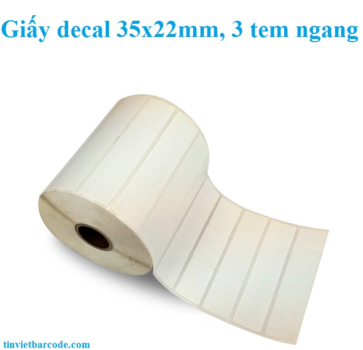 Giấy decal 35x22mm, decal 3 tem ngang