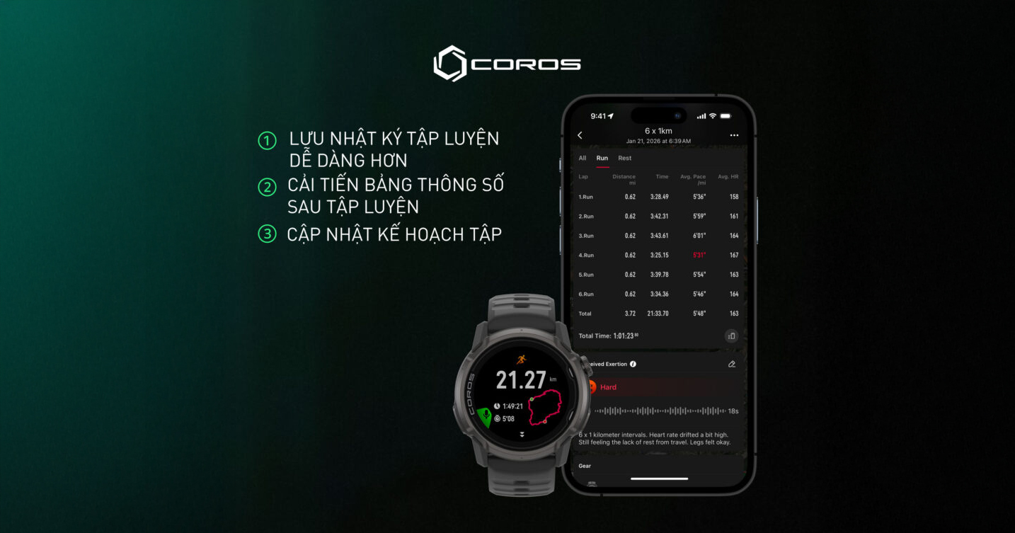 COROS Cập Nhật Phần Mềm Tháng 1, 2026