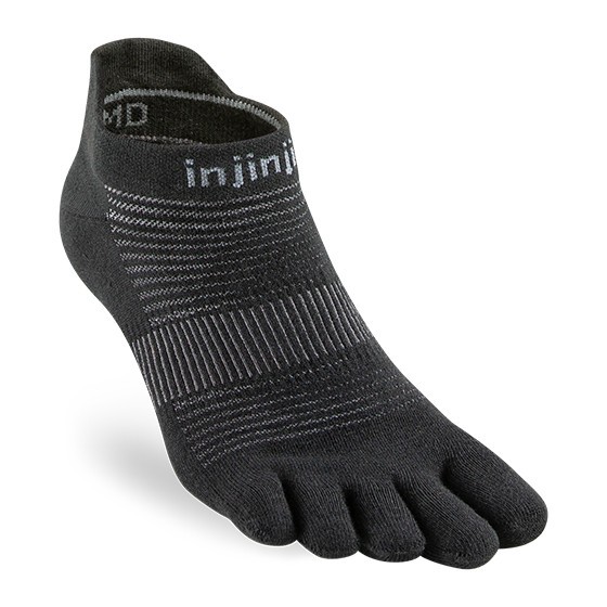 Tất Xỏ Ngón INJINJI Run Lightweight No Show - Black