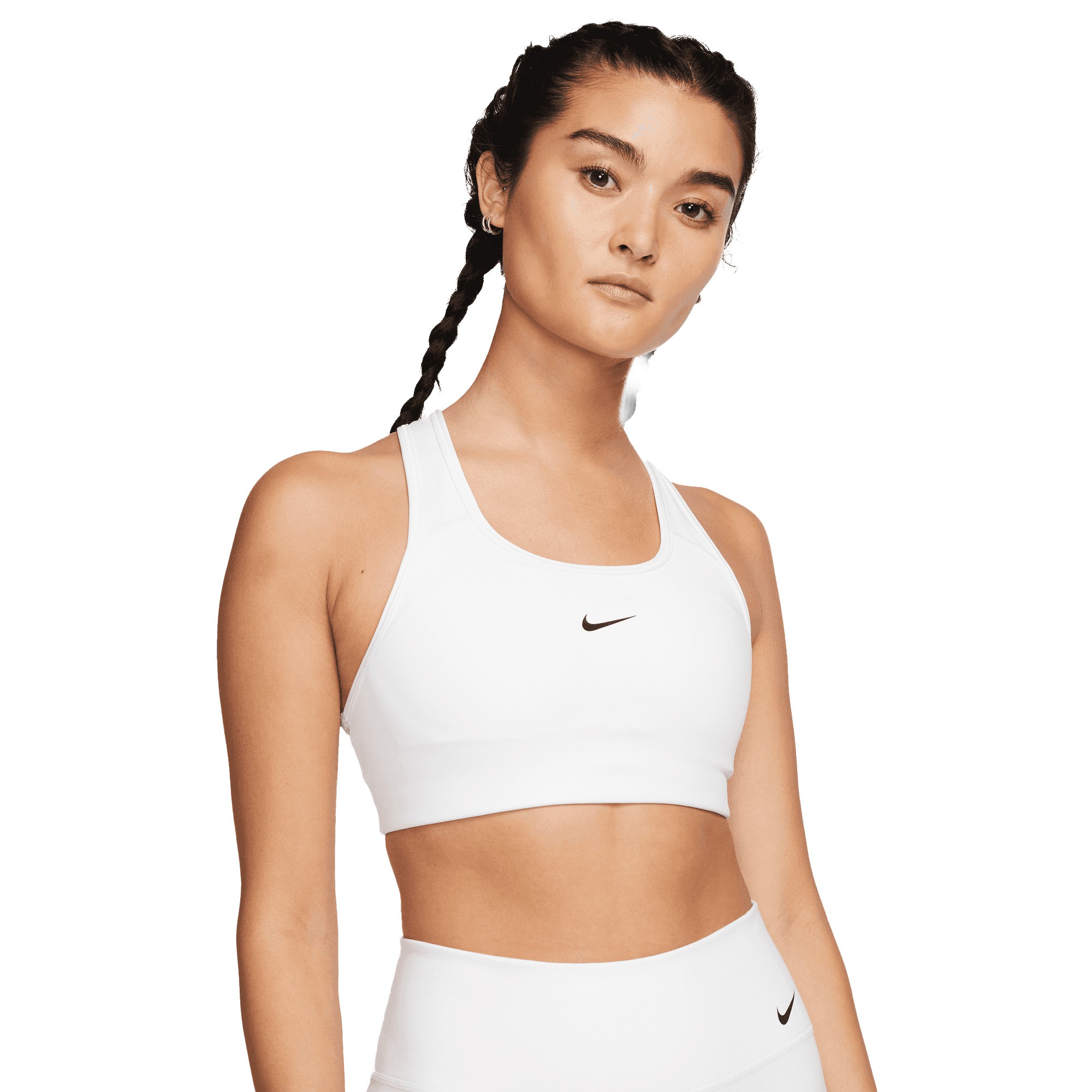 Áo Bra Chạy Bộ NIKE Swoosh Medium-Support 1-Piece Pad - White/Black