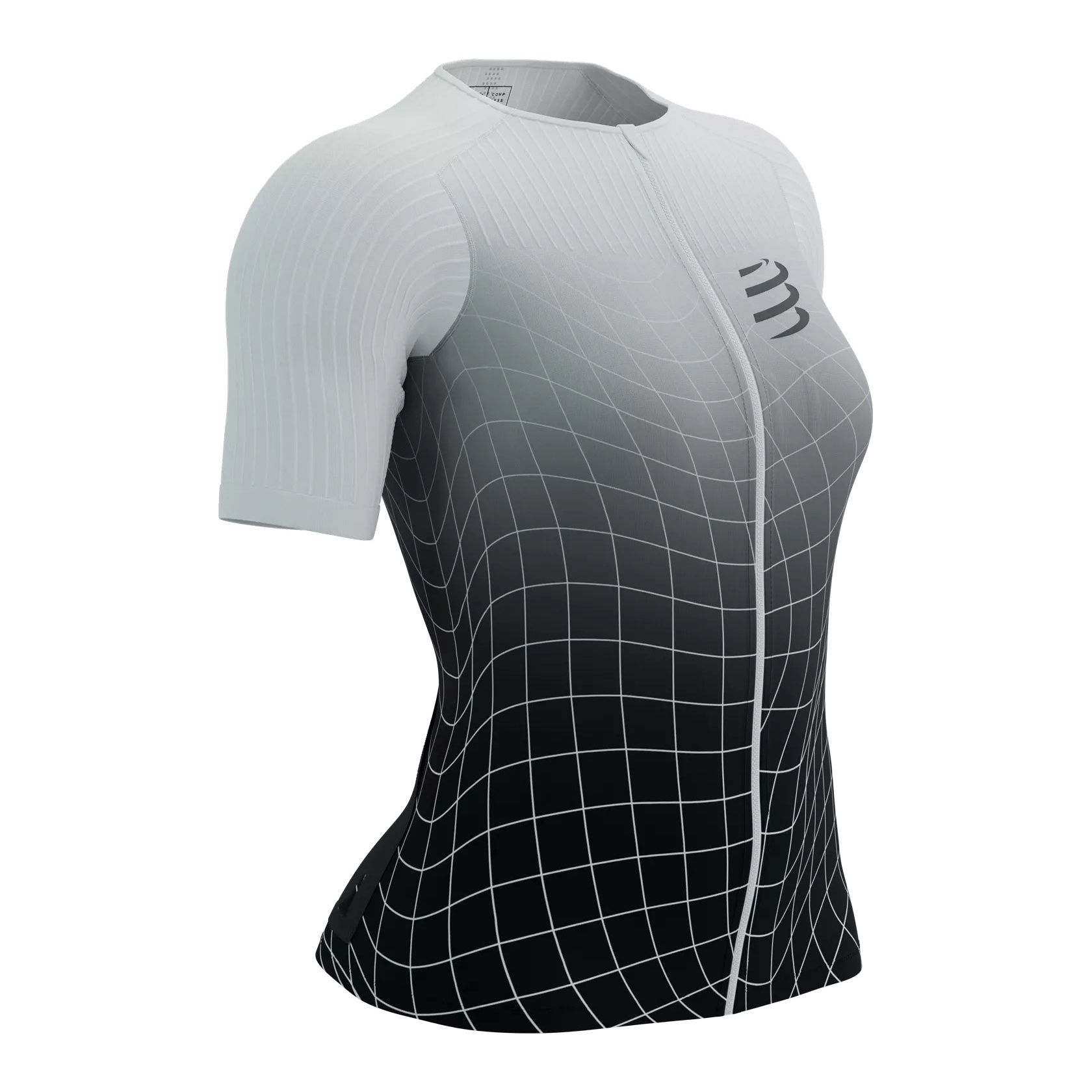 Áo Chạy Bộ Nữ Compressport Tri Postural Aero SS Top - Black/White Print