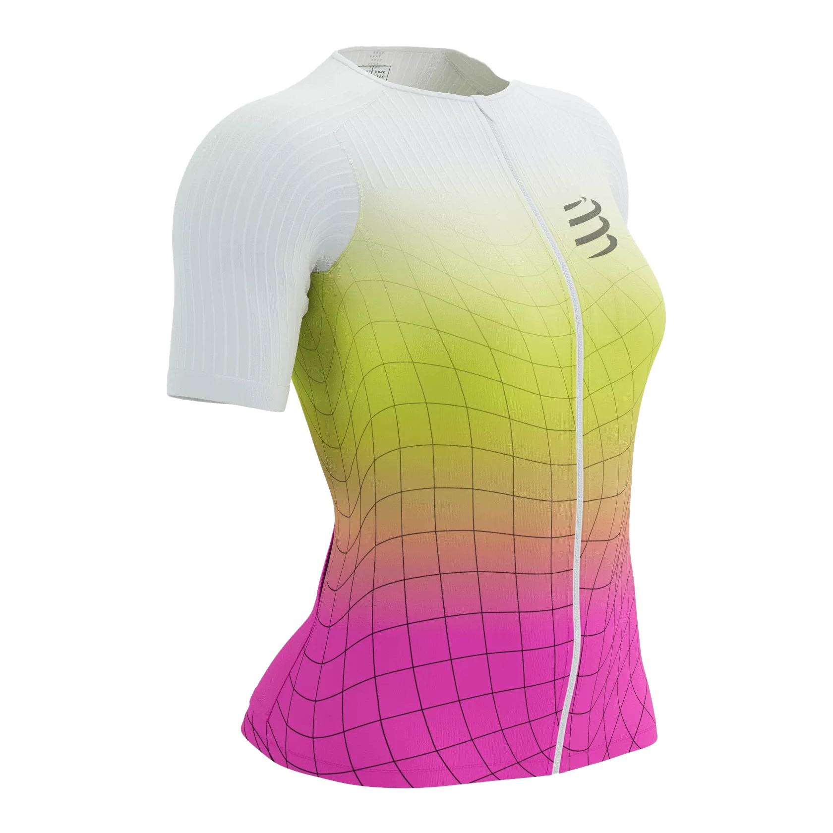 Áo Chạy Bộ Nữ Compressport Tri Postural Aero SS Top - Safe Yellow/Neo Pink