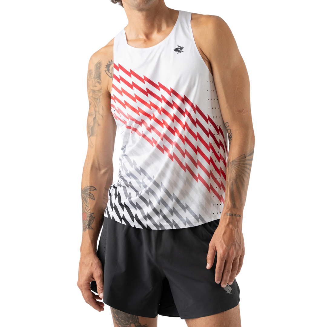 Áo Singlet Chạy Bộ Nam Rabbit Go Time - White Lightning