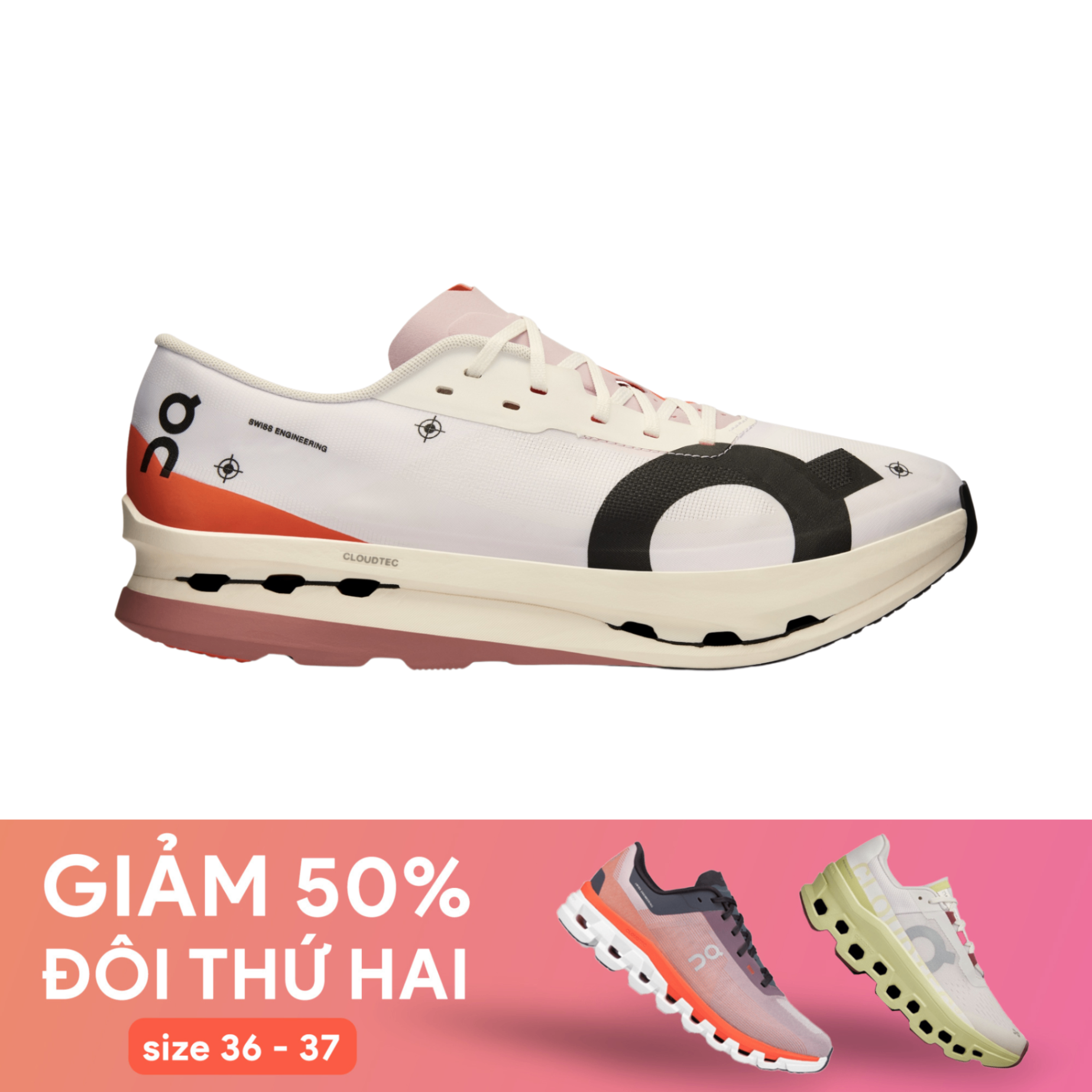 Giày Chạy Bộ Nam On Running Cloudboom Echo 3 - White/Flame