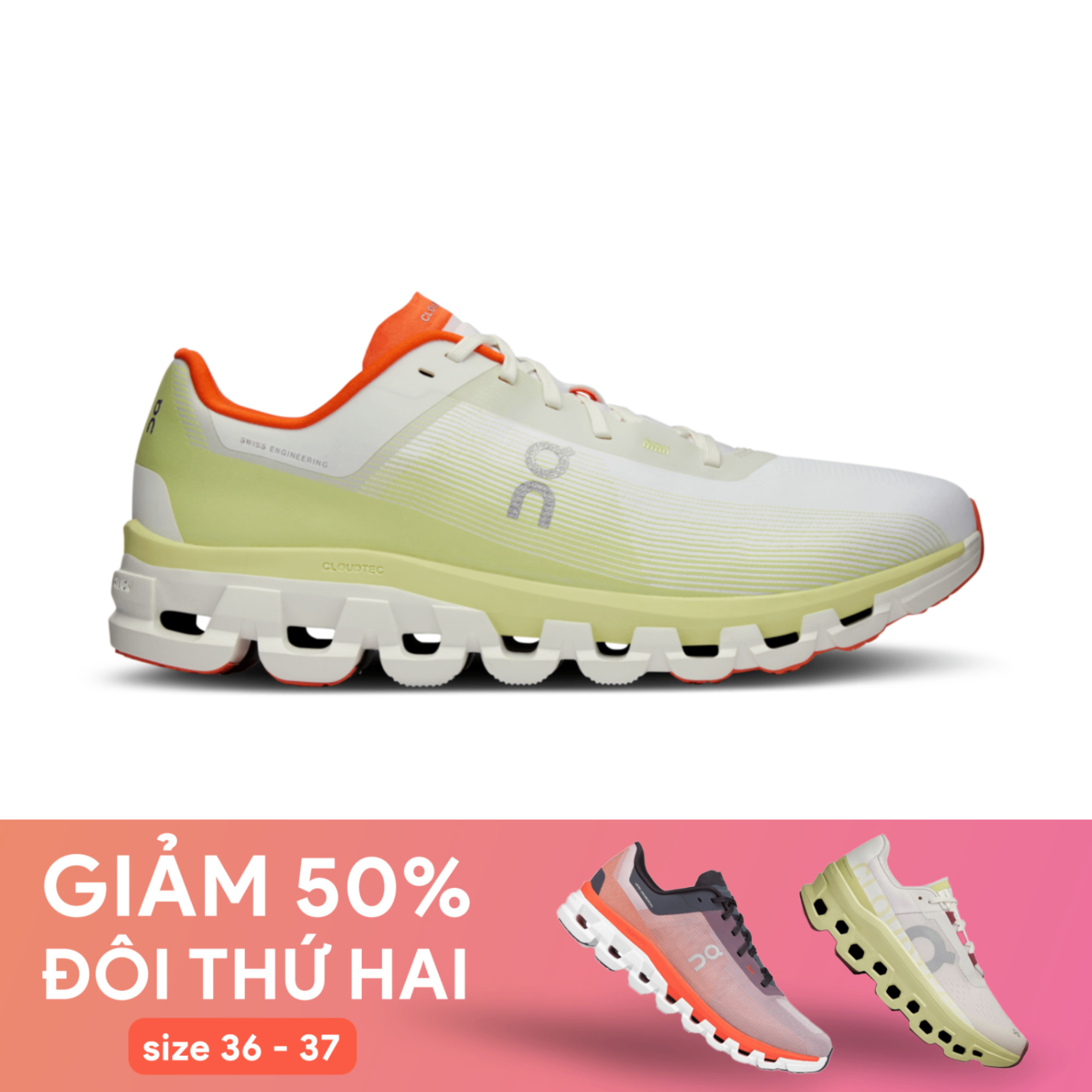 Giày Chạy Bộ Nam On Running Cloudflow 4 - White/Hay