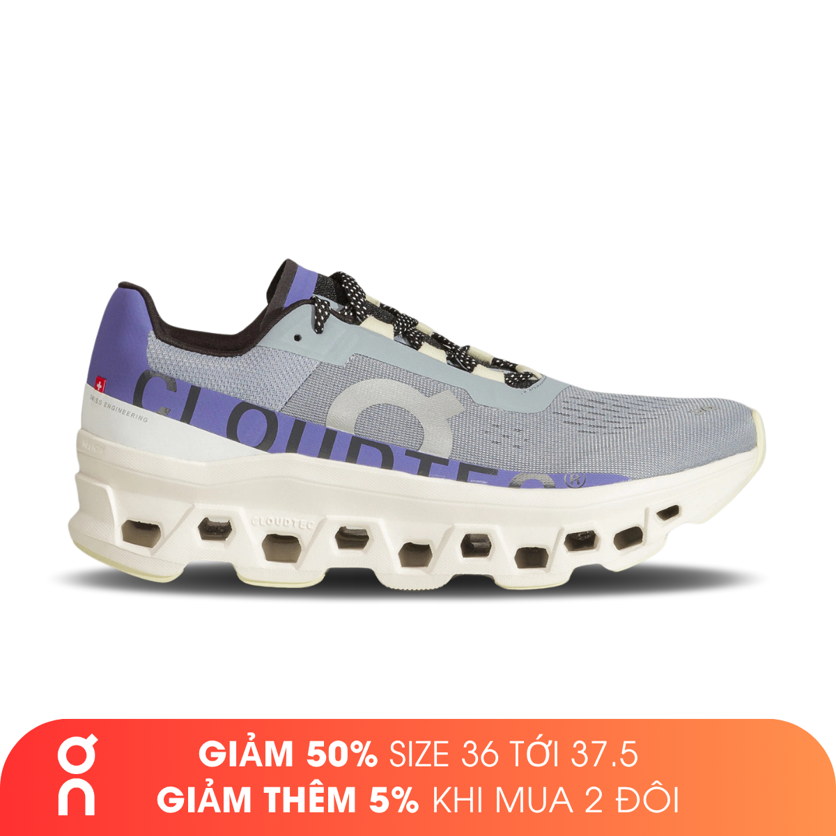 Giày Chạy Bộ Nữ ON Running Cloudmonster - Mist/Blueberry