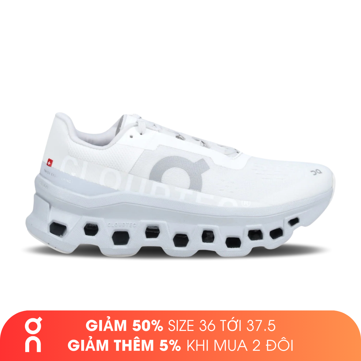 Giày Chạy Bộ Nữ On Running Cloudmonster - Frost/Wash