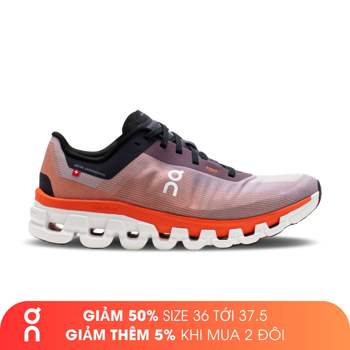 Giày Chạy Bộ Nữ On Running Cloudflow 4 - Quartz/Flame