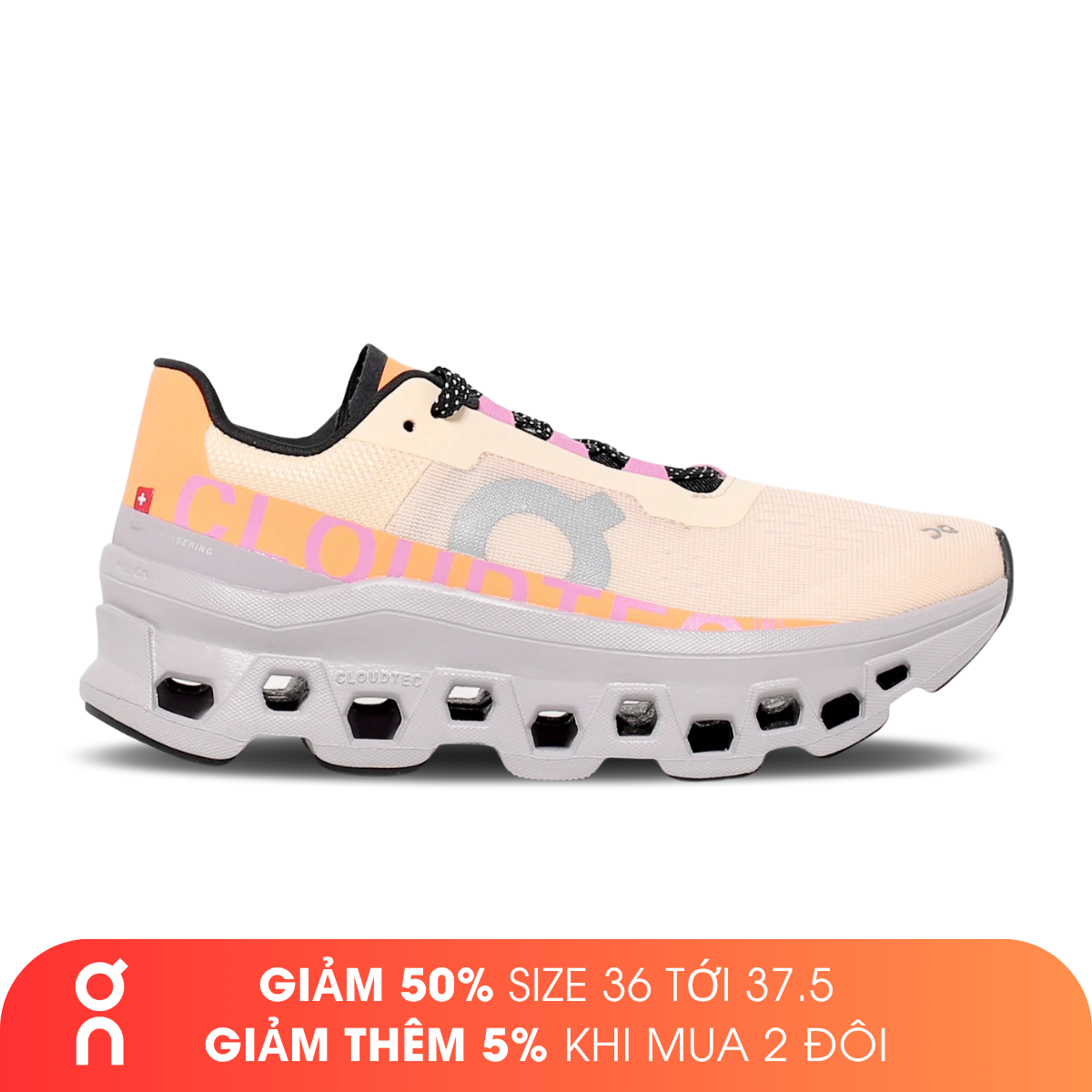Giày Chạy Bộ Nữ On Running Cloudmonster - Blonde/Fade