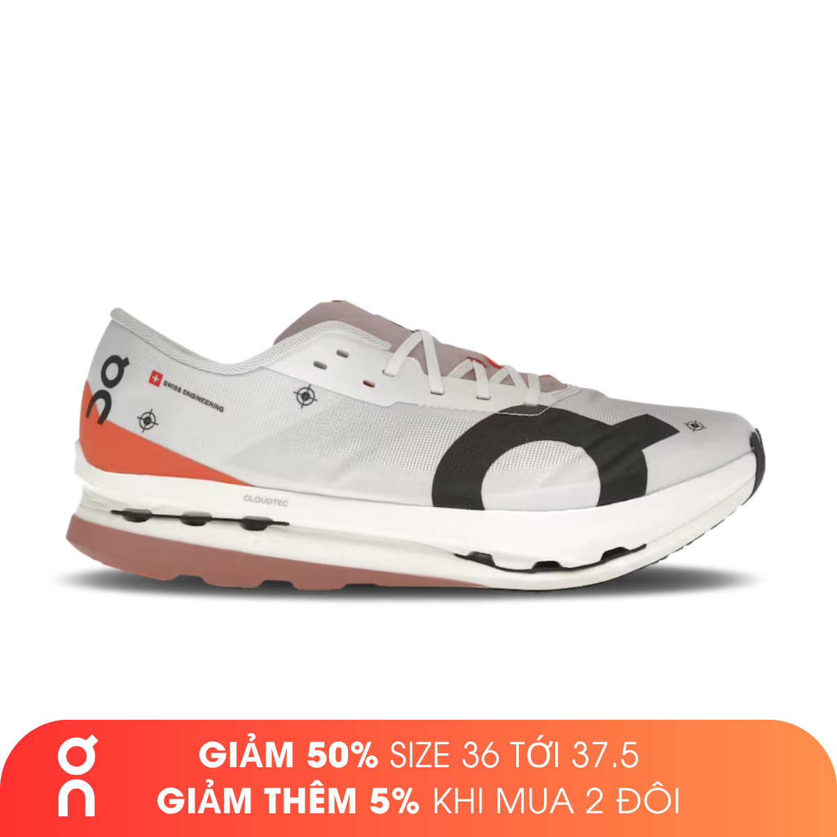 Giày Chạy Bộ Nam On Running Cloudboom Echo 3 - White/Flame