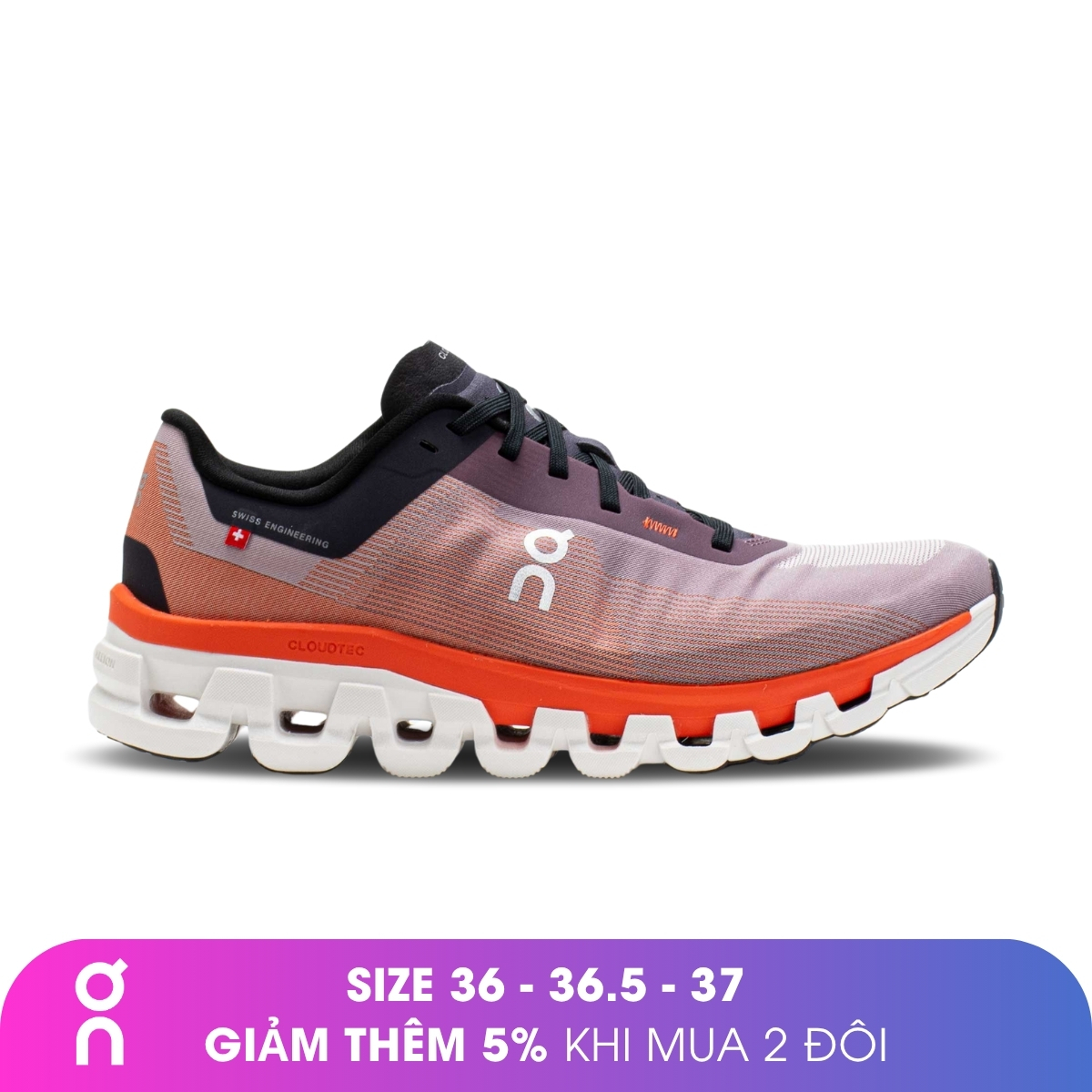Giày Chạy Bộ Nữ On Running Cloudflow 4 - Quartz/Flame - 36.5