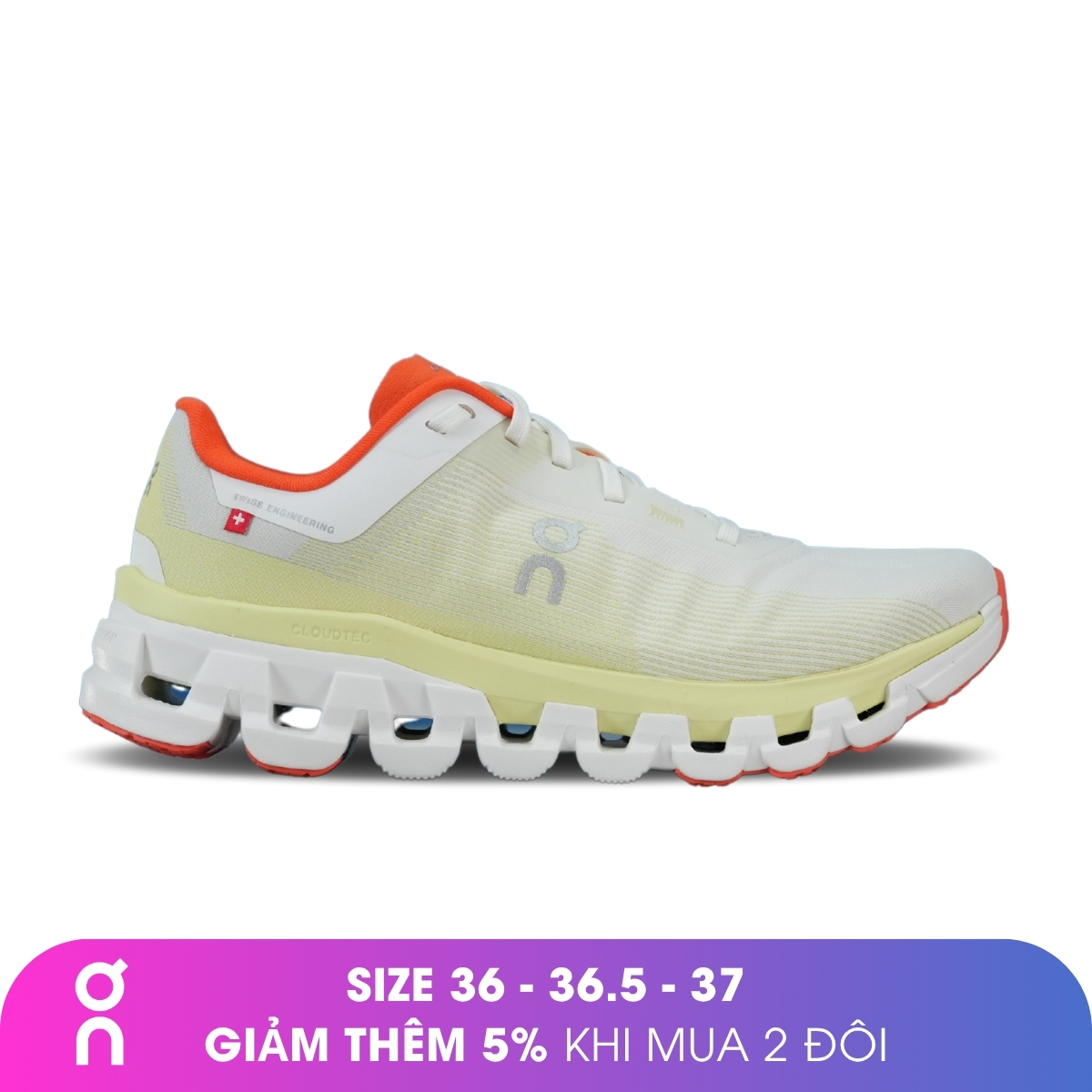 Giày Chạy Bộ Nữ On Running Cloudflow 4 - White/Hay - 36.5