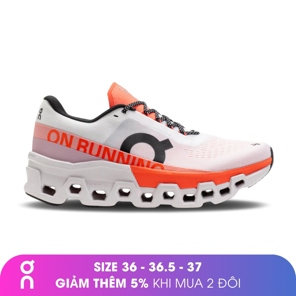 Giày Chạy Bộ Nữ On Running Cloudmonster 2 - Undyed/Flame - 36.5