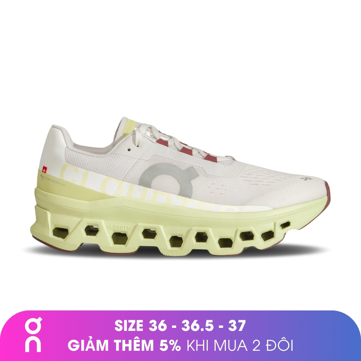 Giày Chạy Bộ Nữ ON Running Cloudmonster - Frost/Acacia - 36.5