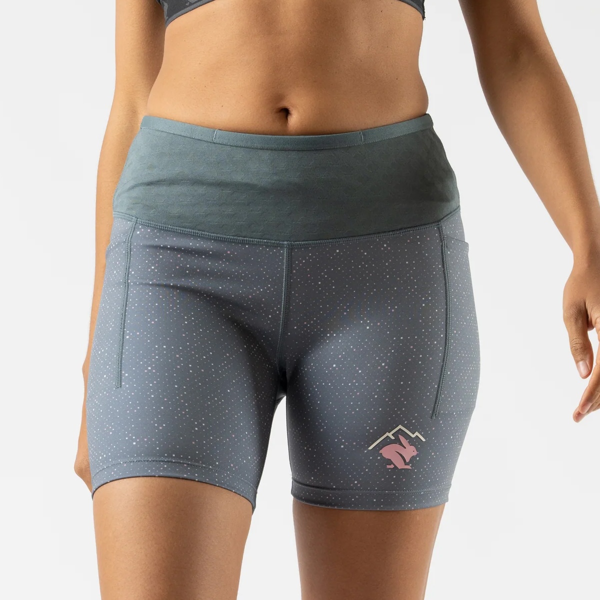 Quần Chạy Bộ Nữ Rabbit Leggy Smashems - Stormy Weather Squares