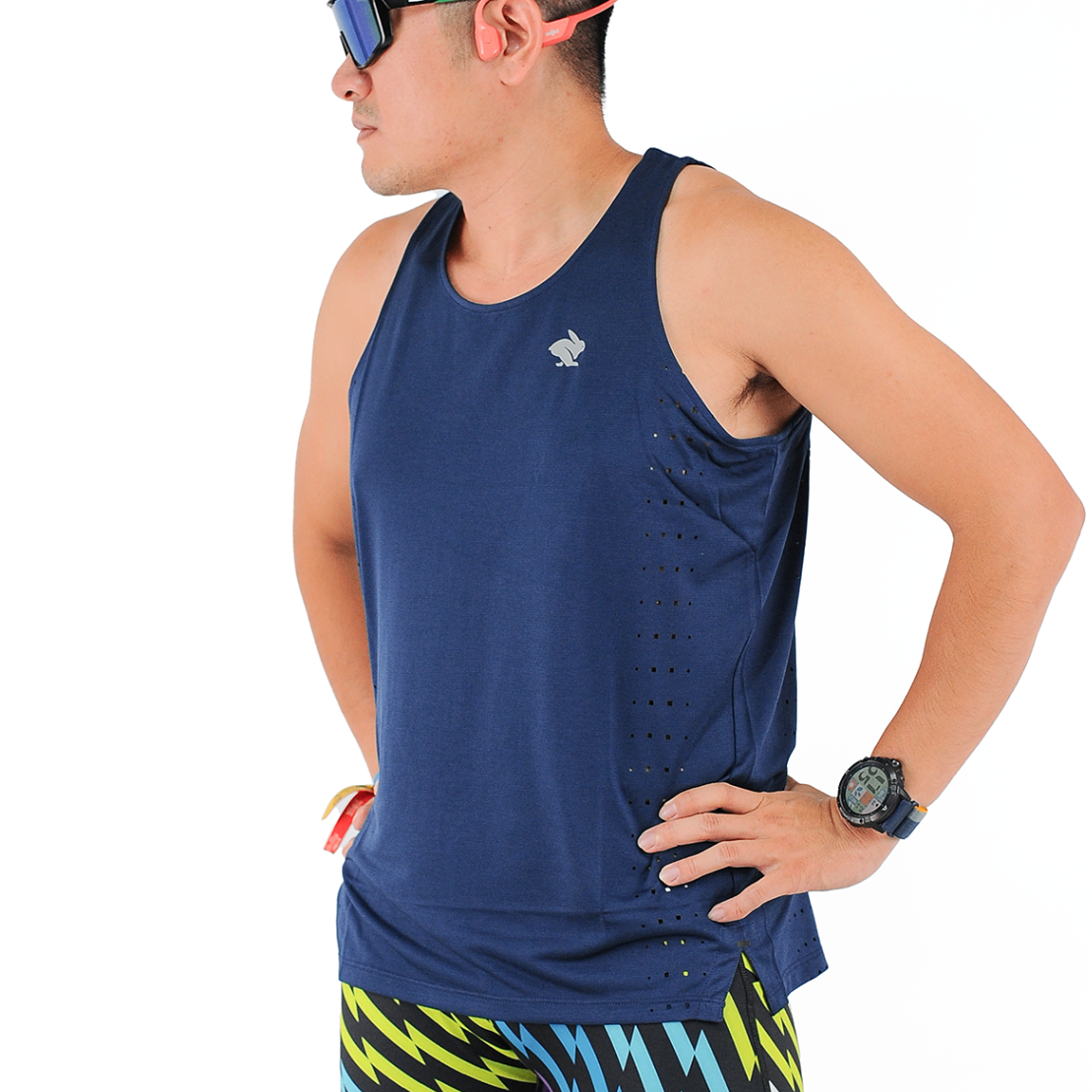 Áo Singlet Chạy Bộ Nam Rabbit Race Pace Tank - Dress Blues