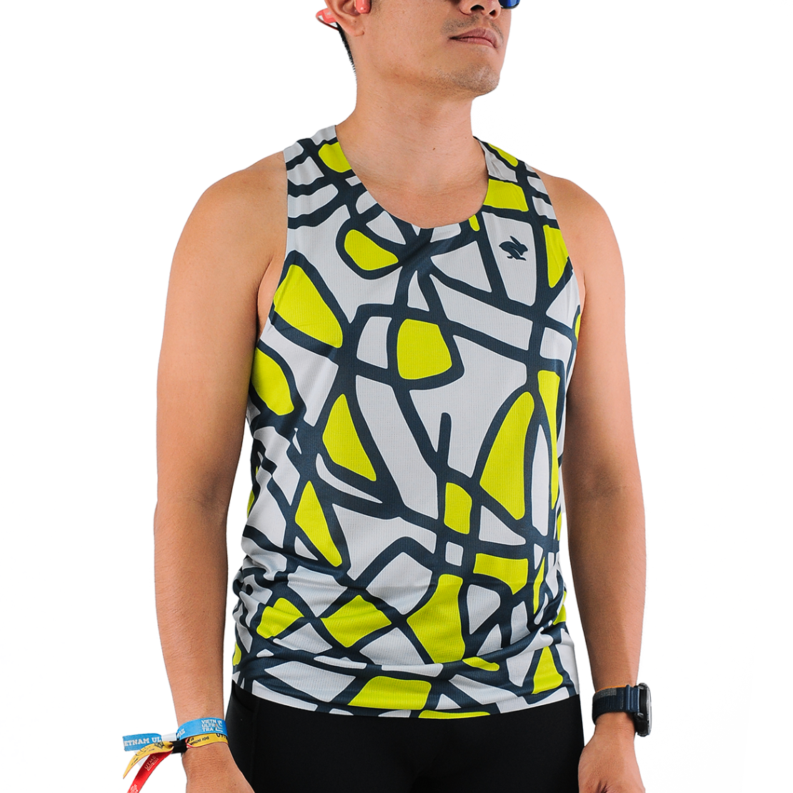 Áo Singlet Chạy Bộ Nam Rabbit Speedeez - Lime Abstract