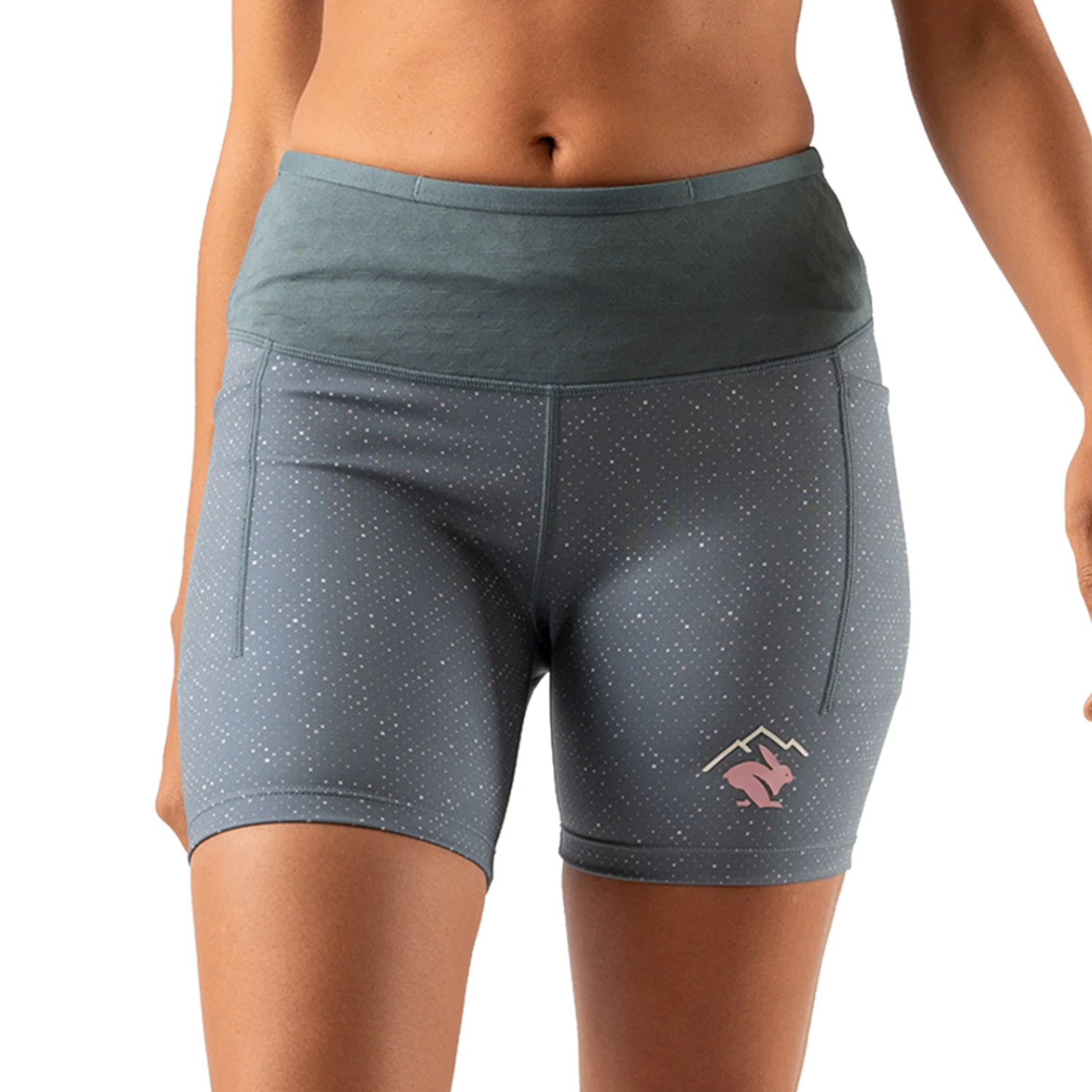 Quần Chạy Bộ Nữ Rabbit Leggy Smashems - Stormy Weather Squares