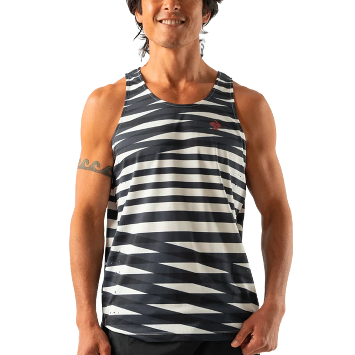 Áo Singlet Chạy Bộ Nam Rabbit Race Pace Tank - Sugar Swizzle Stripe