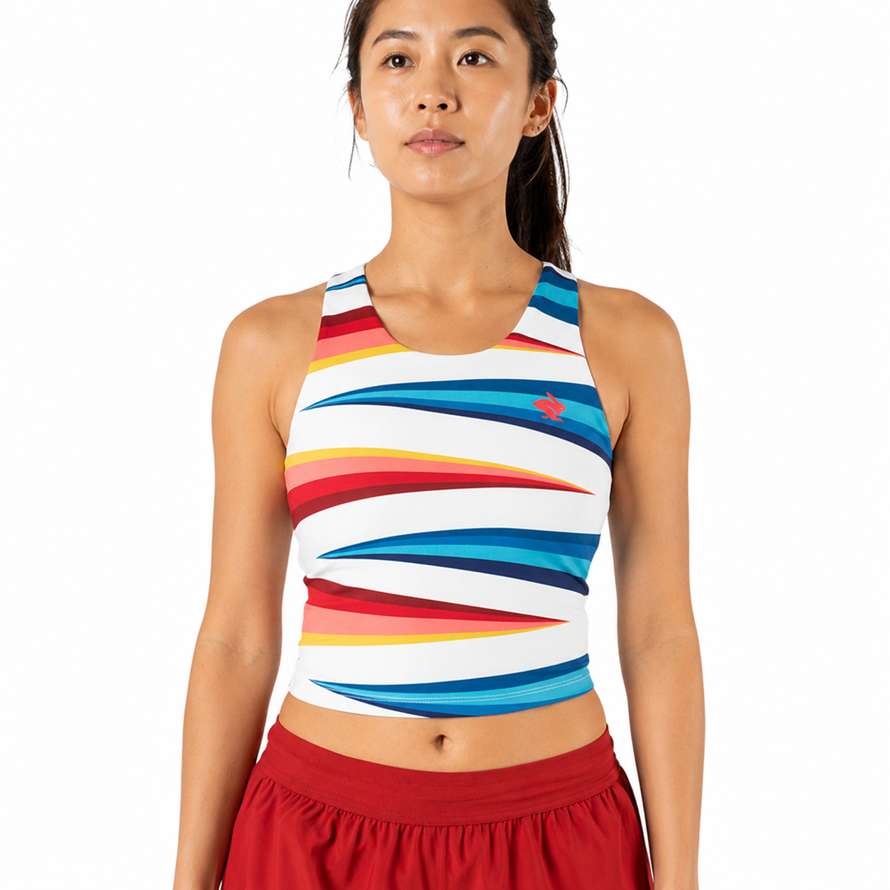 Áo Bra Chạy Bộ Nữ Rabbit Crusher Pocket Crop - Vaporous Gray Stripe