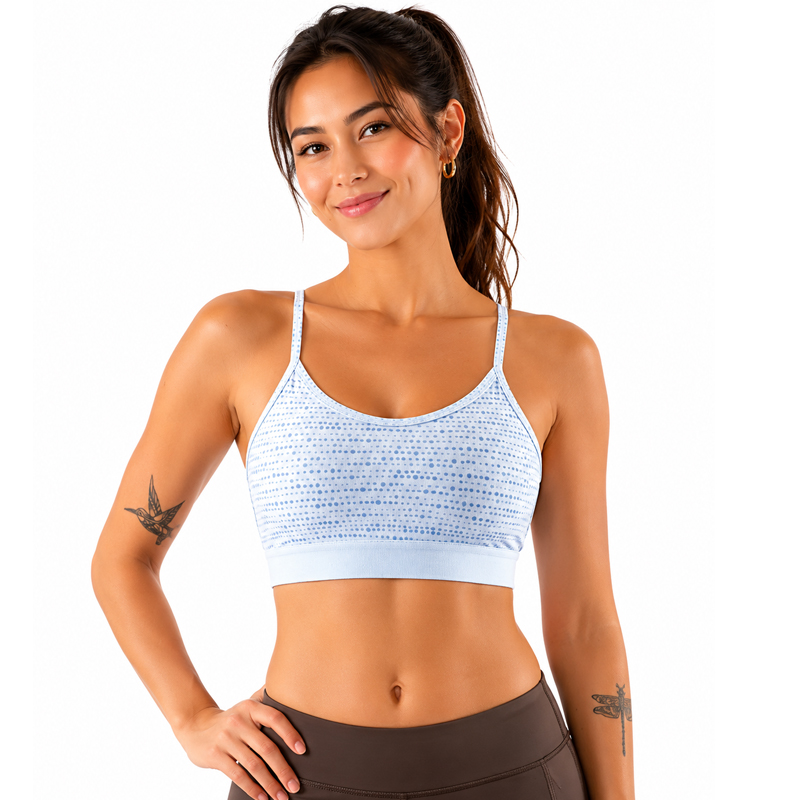 Áo Bra Chạy Bộ Nữ Rabbit Strappy Pocket Bra - Ice Water Geo Dot