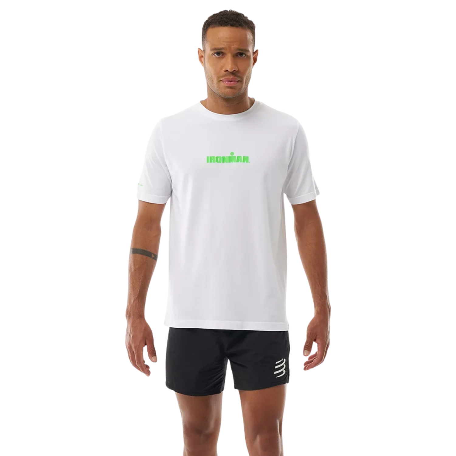 Áo Chạy Bộ Nam Compressport Training SS T-Shirt - Ironman 2026 - L1 - White/Neon Green