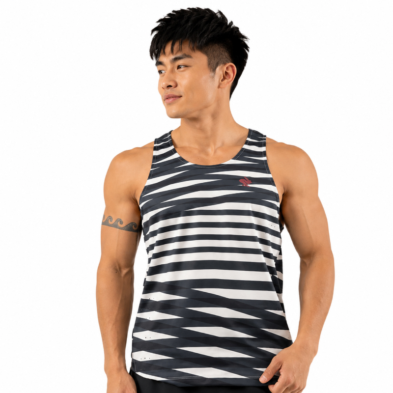 Áo Singlet Chạy Bộ Nam Rabbit Race Pace Tank - Sugar Swizzle Stripe