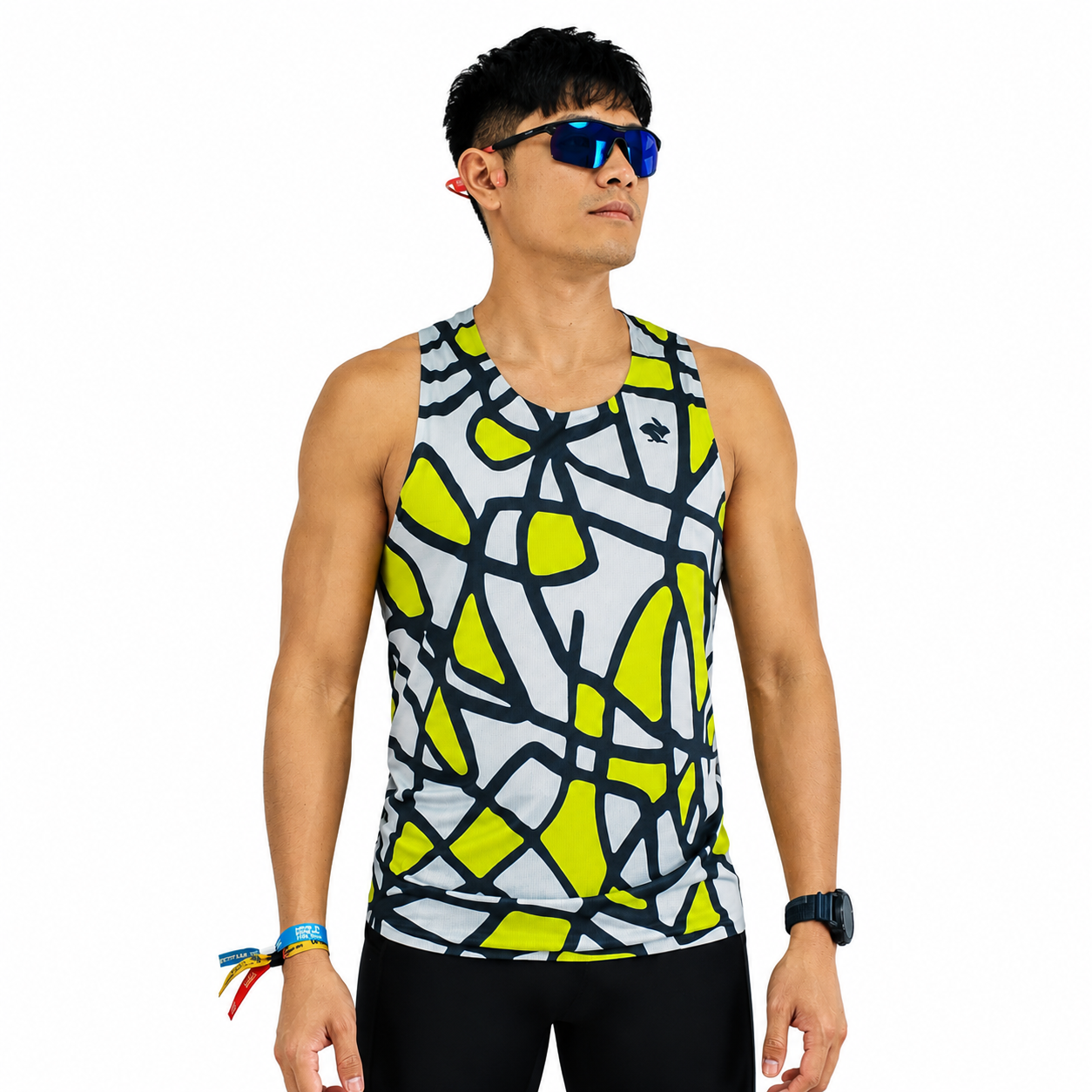 Áo Singlet Chạy Bộ Nam Rabbit Speedeez - Lime Abstract
